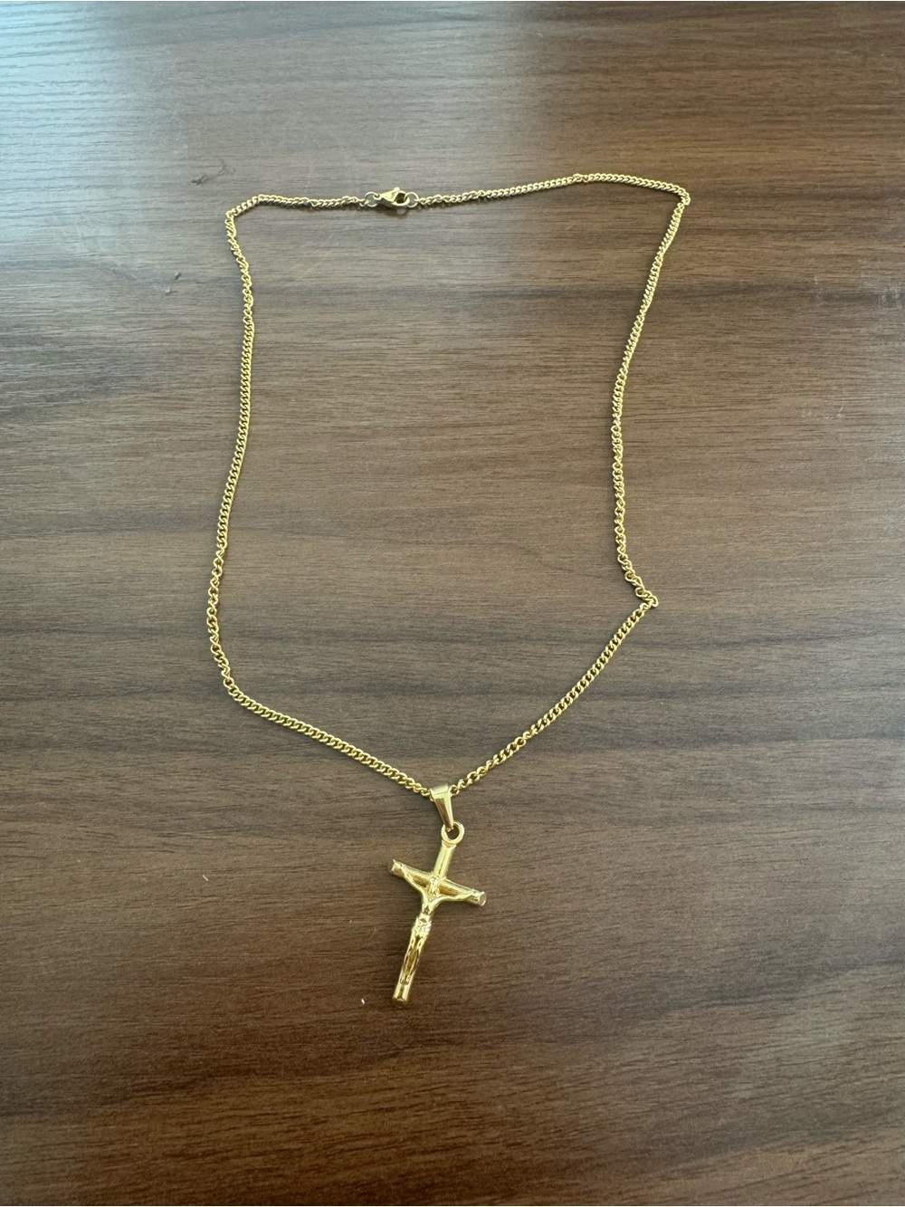 19 inch Gold Crucifix Pendant Necklace - Men’s Jewelry